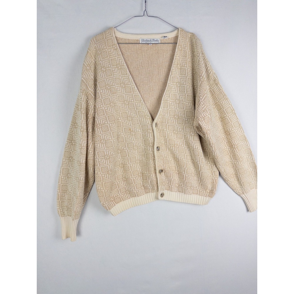 Christian de Parallax Paris Sweater‎ XL V Neck Cardigan Knit Geometric Granpa